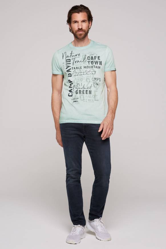 Soccx Rundhalsshirt Oil Dyed Mit Label Print Teal