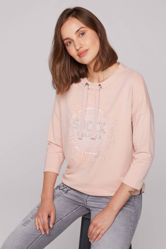 Soccx Shirt mit Stehkragen und Artwork rose blush