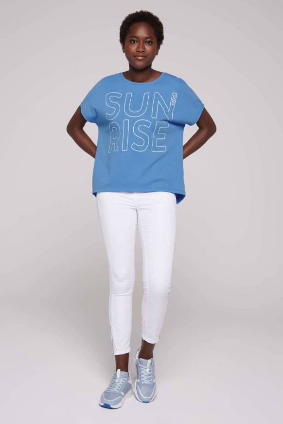 Soccx Shirt Oversized Mit Artwork Airy Blue