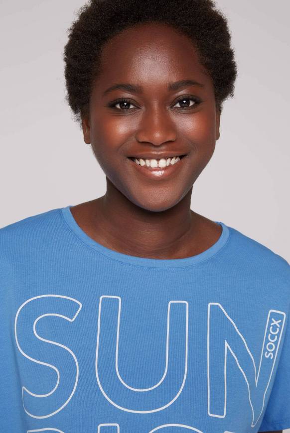 Soccx Shirt Oversized Mit Artwork Airy Blue