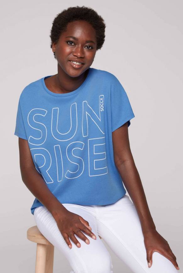 Soccx Shirt Oversized Mit Artwork Airy Blue