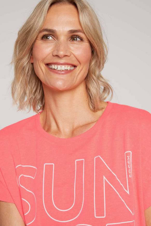 Soccx Shirt Oversized Mit Artwork Neon Pink