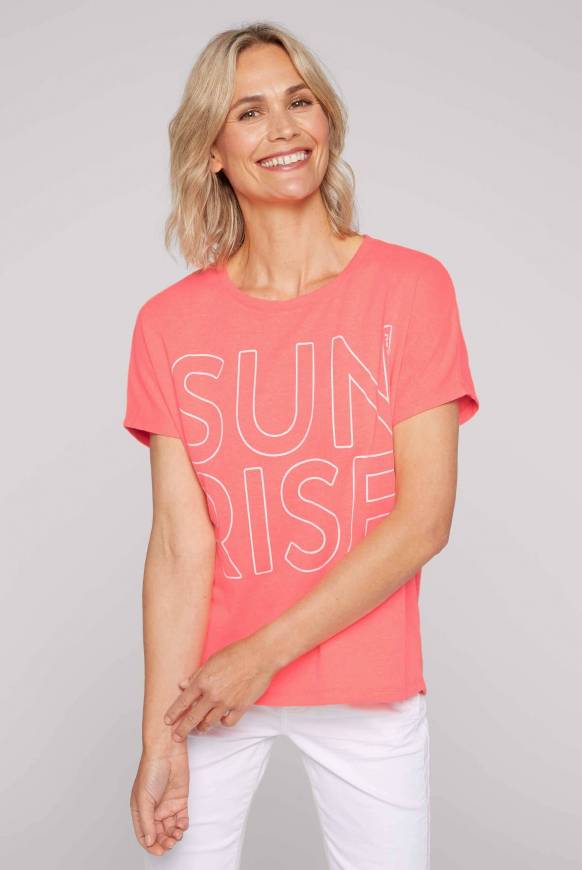 Soccx Shirt Oversized Mit Artwork Neon Pink