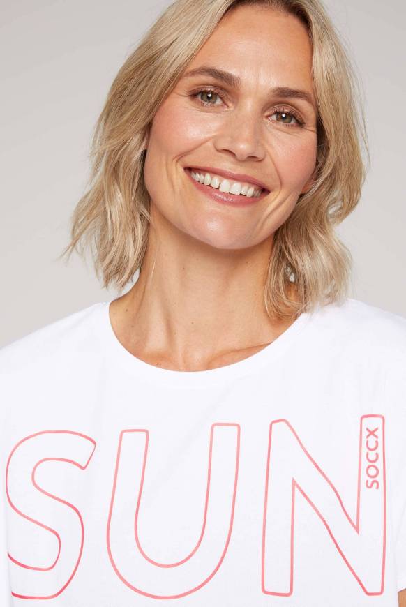 Soccx Shirt Oversized Mit Artwork Opticwhite