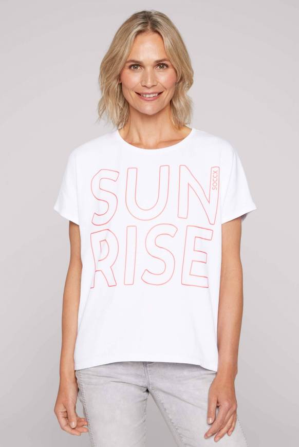 Soccx Shirt Oversized Mit Artwork Opticwhite