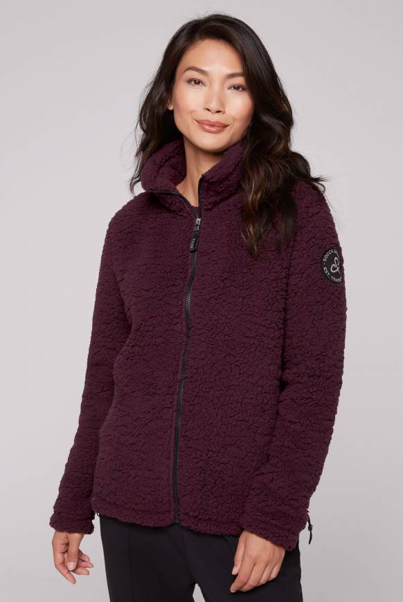 Soccx Sport-Jacke im Sherpa-Look deep plum