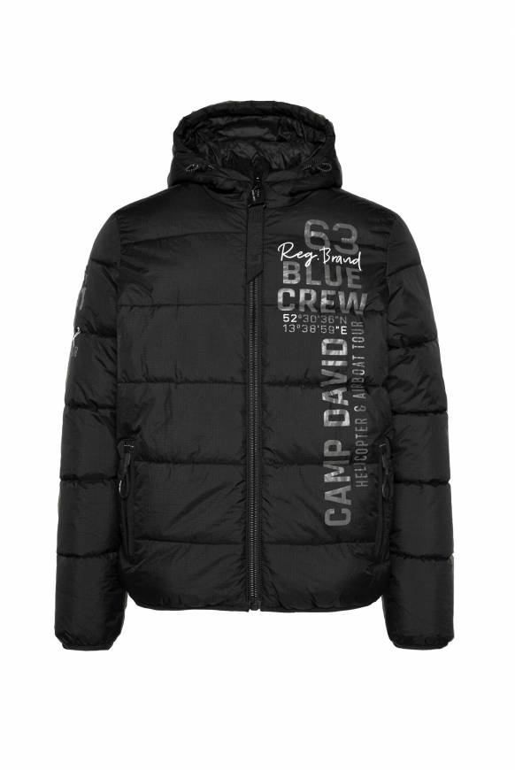 Soccx Steppjacke Mit Kapuze Und Label Prints Black