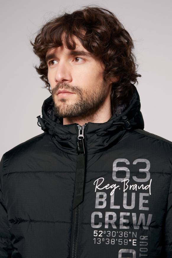 Soccx Steppjacke Mit Kapuze Und Label Prints Black