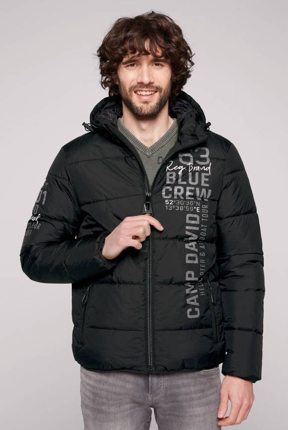 Soccx Steppjacke mit Kapuze und Label Prints black