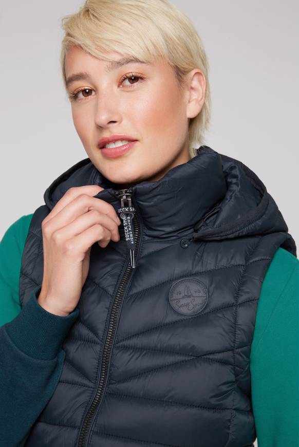 Soccx Steppweste Mit Abknöpfbarer Kapuze Blue Navy