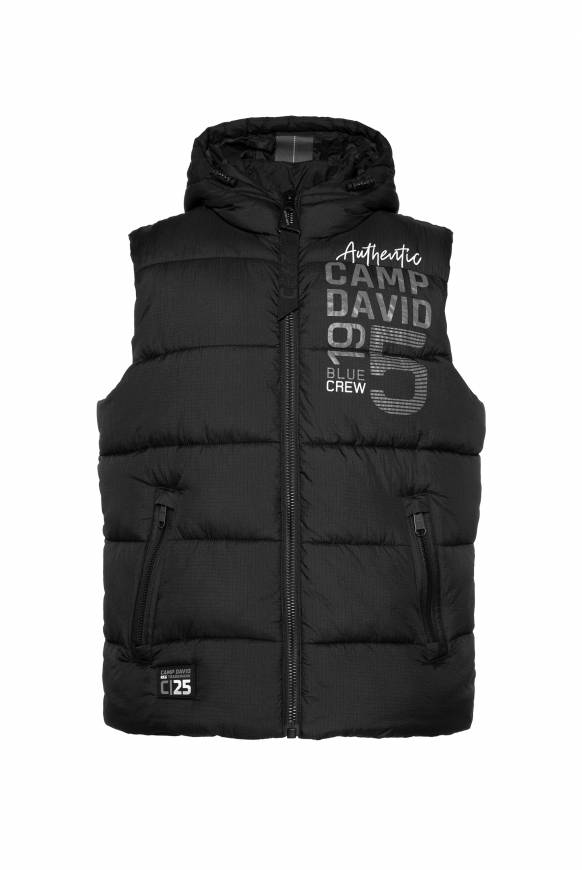 Soccx Steppweste Mit Kapuze Und Rücken-Print Black