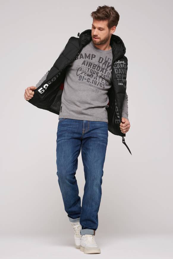 Soccx Steppweste Mit Kapuze Und Rücken-Print Black