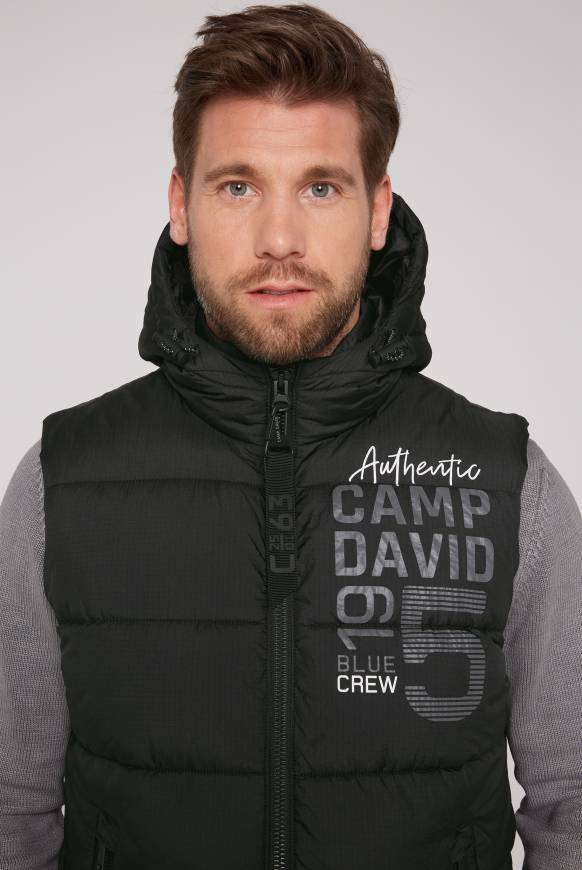 Soccx Steppweste Mit Kapuze Und Rücken-Print Black