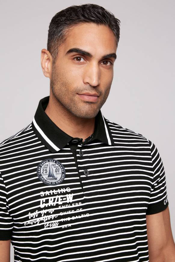 Soccx Streifen-Polo Mit Logo Details Black