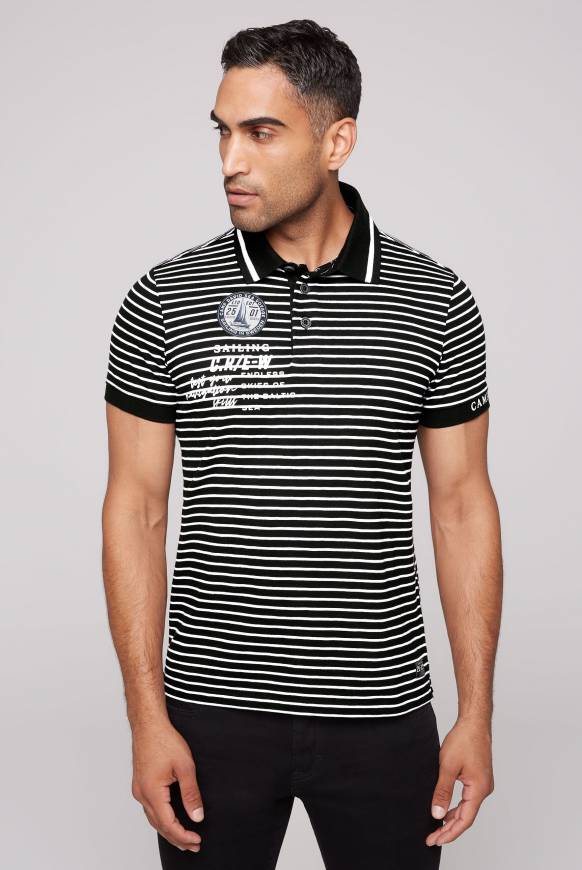Soccx Streifen-Polo mit Logo Details black