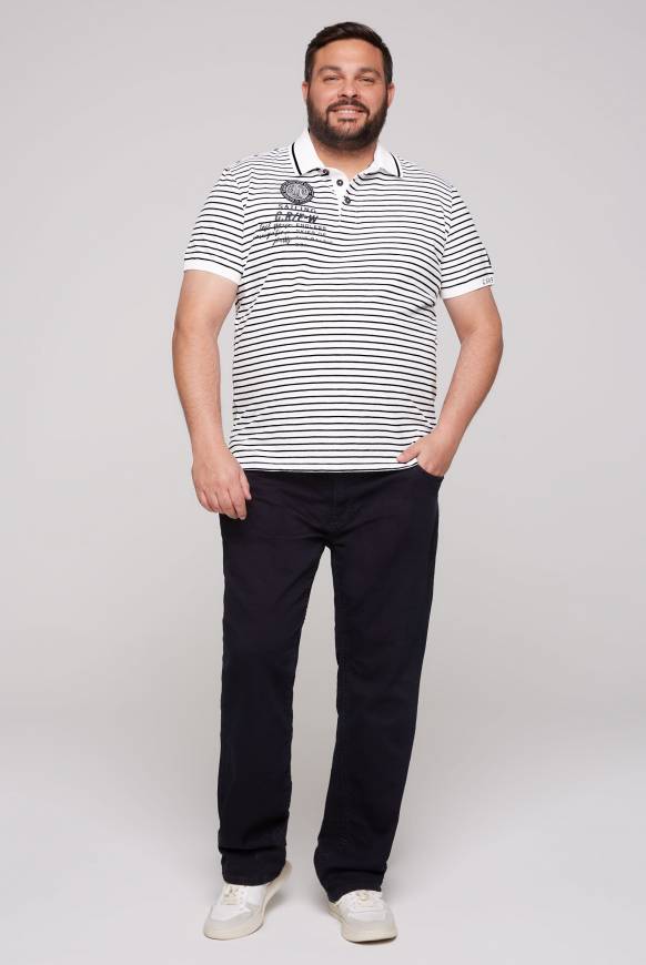 Soccx Streifen-Polo Mit Logo Details Opticwhite