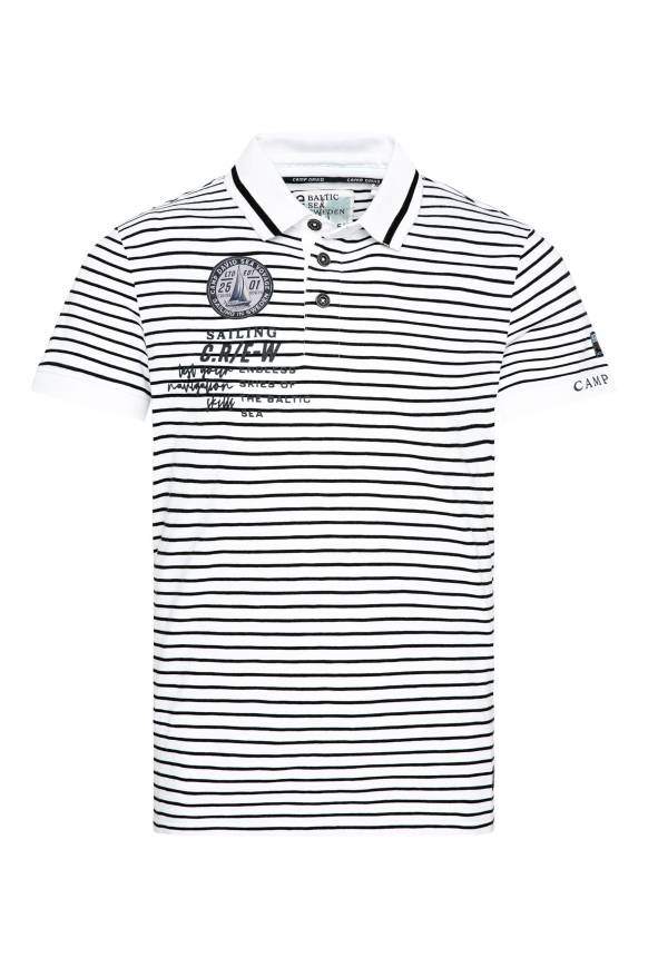 Soccx Streifen-Polo Mit Logo Details Opticwhite
