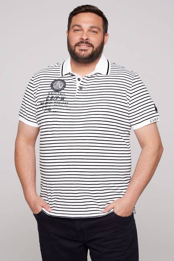 Soccx Streifen-Polo mit Logo Details opticwhite