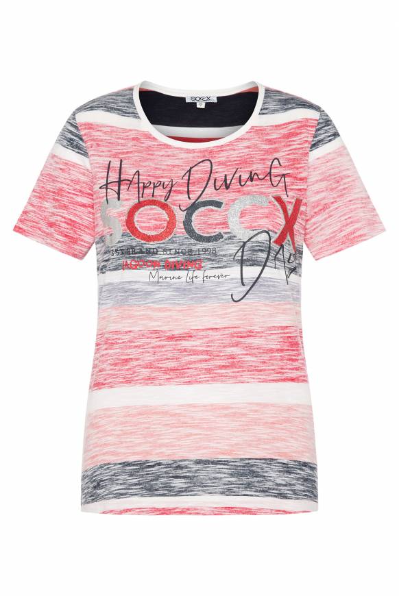 Soccx Streifenshirt Mit Glitter Logo Royal Red XXL