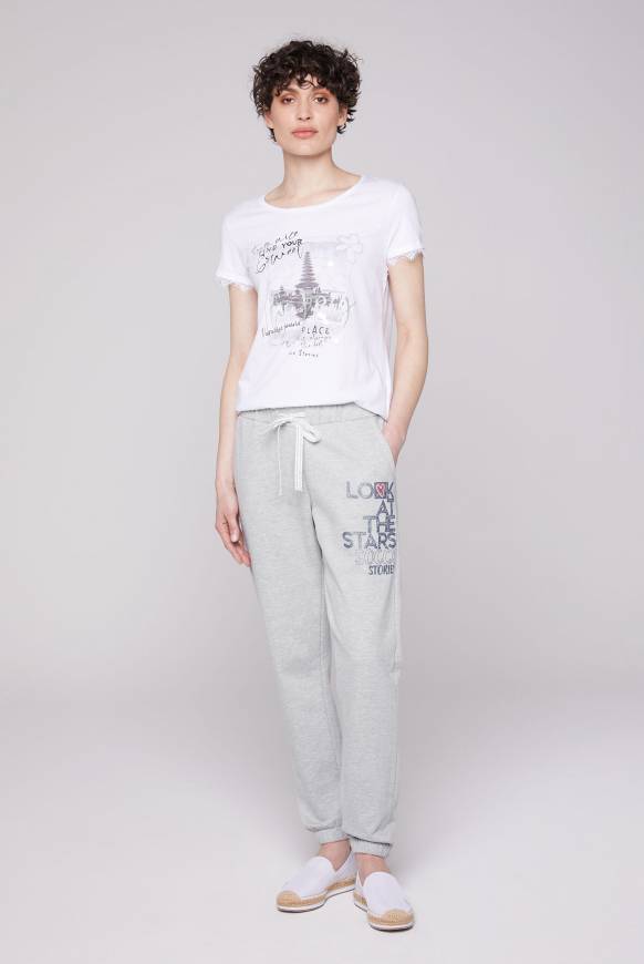 Soccx Sweathose Mit Glitter Print Grey Melange XXL
