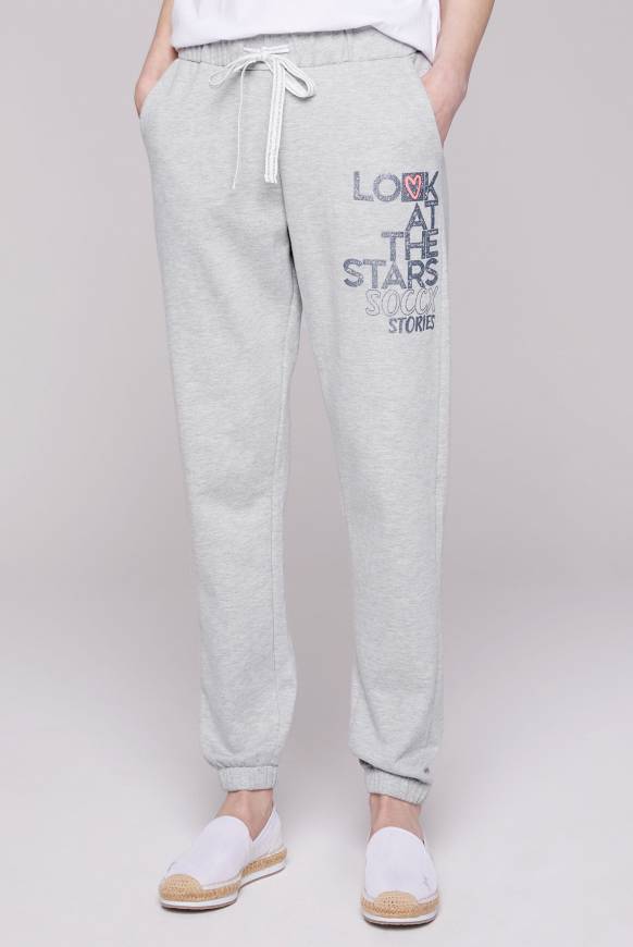 Soccx Sweathose mit Glitter Print grey melange XXL