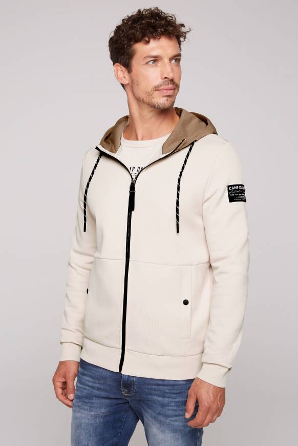 Soccx Sweatjacke Aus Interlock Mit Kapuze Ecru