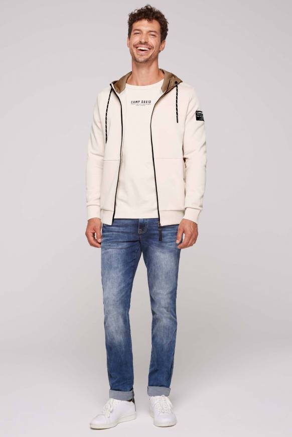 Soccx Sweatjacke Aus Interlock Mit Kapuze Ecru