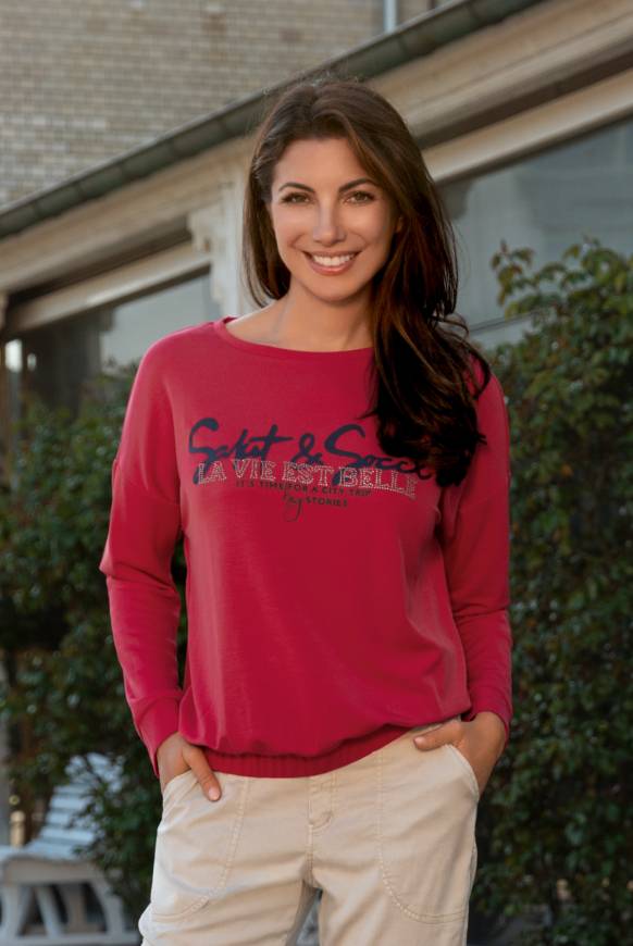 Soccx Sweatshirt mit Gummizugsaum pinky red