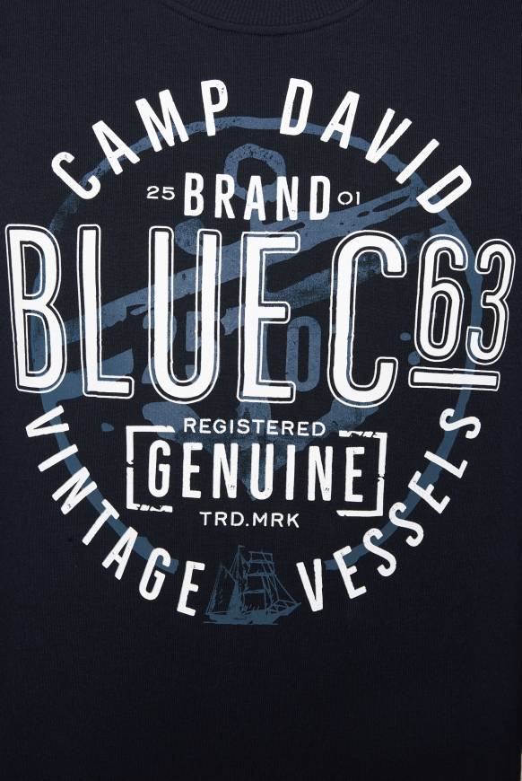 Soccx Sweatshirt Mit Rundem Label Print Blue Navy