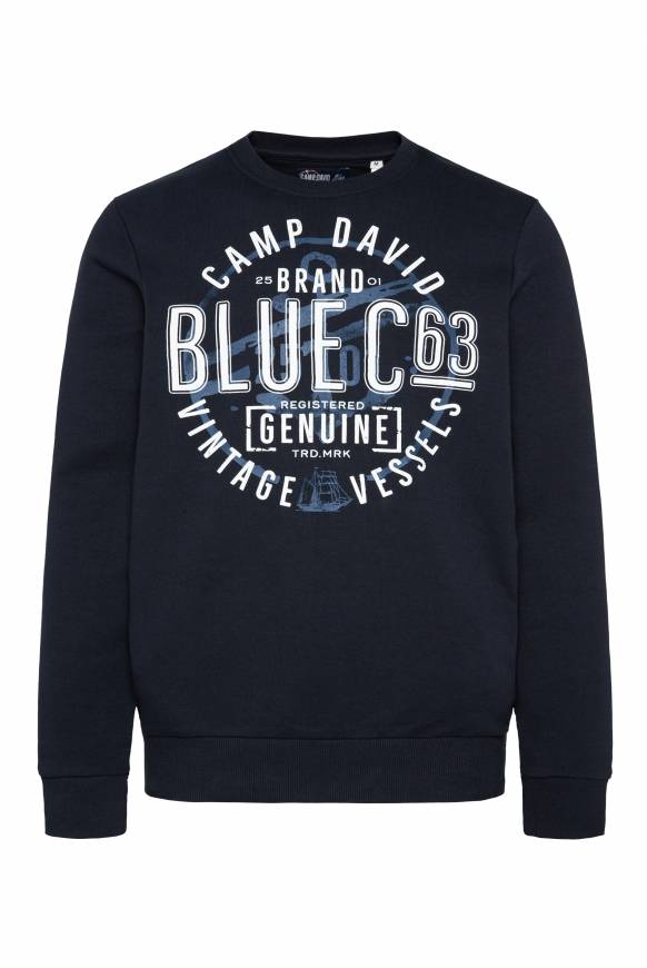 Soccx Sweatshirt Mit Rundem Label Print Blue Navy