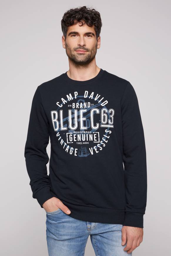 Soccx Sweatshirt mit rundem Label Print blue navy