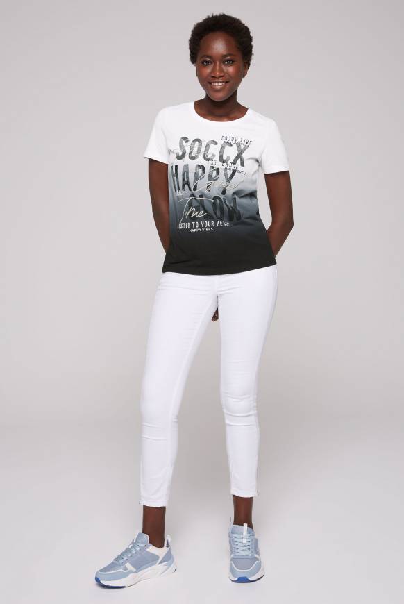 Soccx T-Shirt Dip Dye Mit Glitter Wording Black S