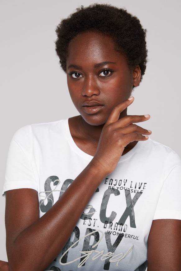 Soccx T-Shirt Dip Dye Mit Glitter Wording Black S