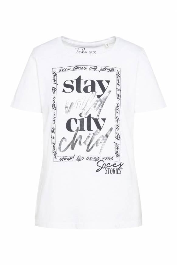 Soccx T-Shirt Mit Folienprint Opticwhite