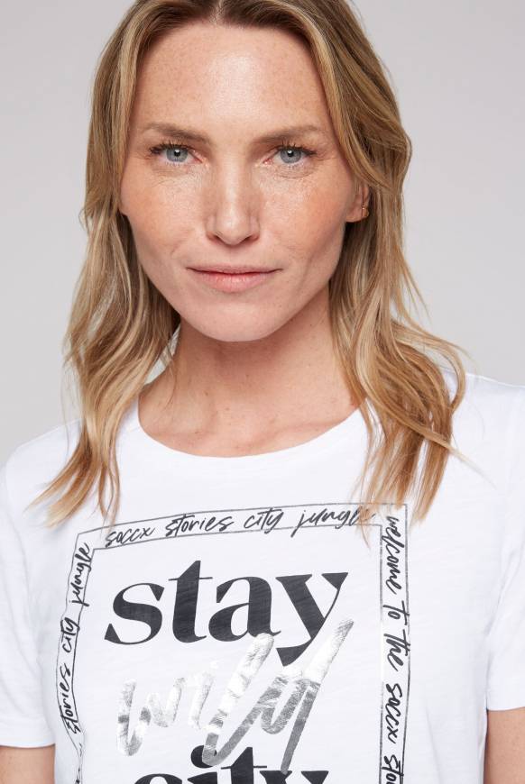 Soccx T-Shirt Mit Folienprint Opticwhite