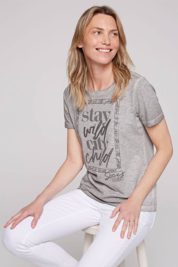 Soccx T-Shirt mit Folienprint shadow