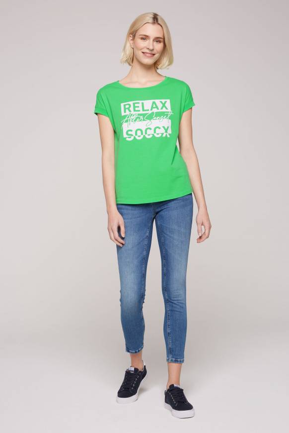 Soccx T-Shirt Mit Glitter Print Bright Kiwi