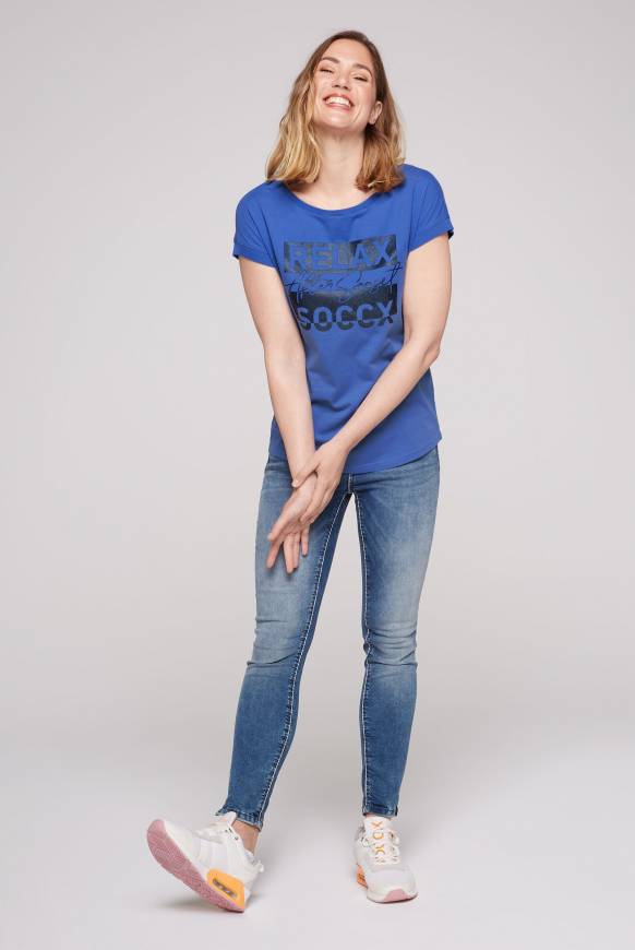 Soccx T-Shirt Mit Glitter Print Heaven Blue S