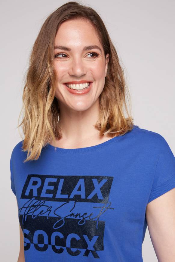 Soccx T-Shirt Mit Glitter Print Heaven Blue S