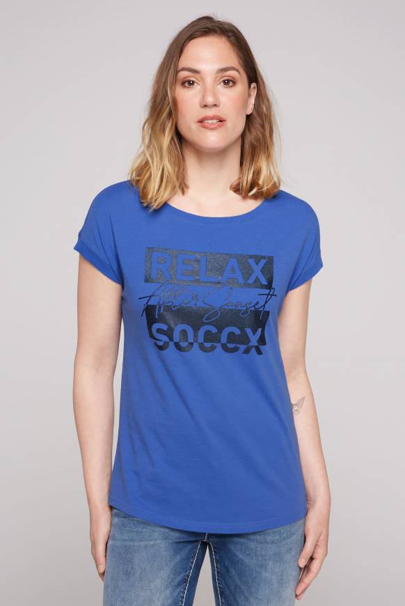 Soccx T-Shirt mit Glitter Print heaven blue S