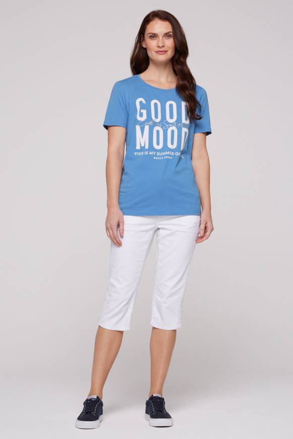Soccx T-Shirt Mit Glitter-Puff-Print Airy Blue