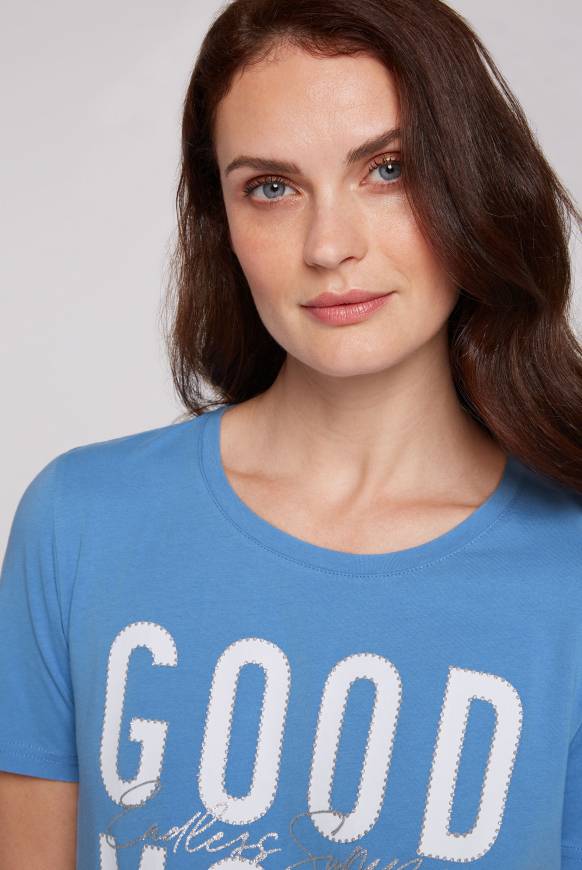 Soccx T-Shirt Mit Glitter-Puff-Print Airy Blue