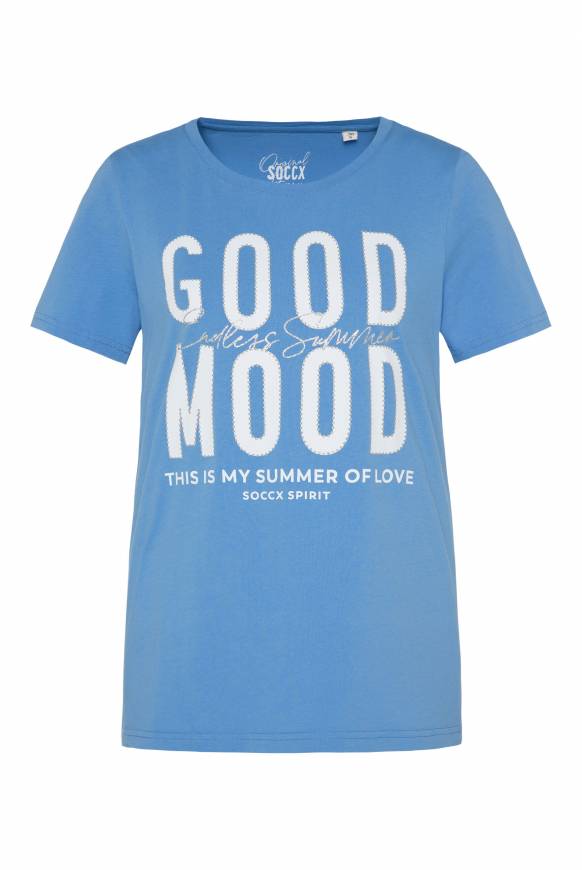Soccx T-Shirt Mit Glitter-Puff-Print Airy Blue
