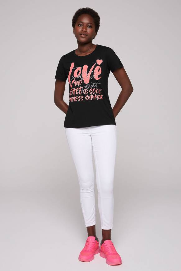 Soccx T-Shirt Mit Glitter-Puff-Print Black