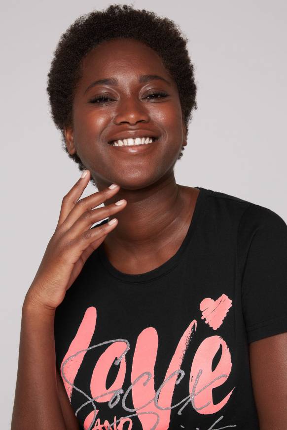 Soccx T-Shirt Mit Glitter-Puff-Print Black