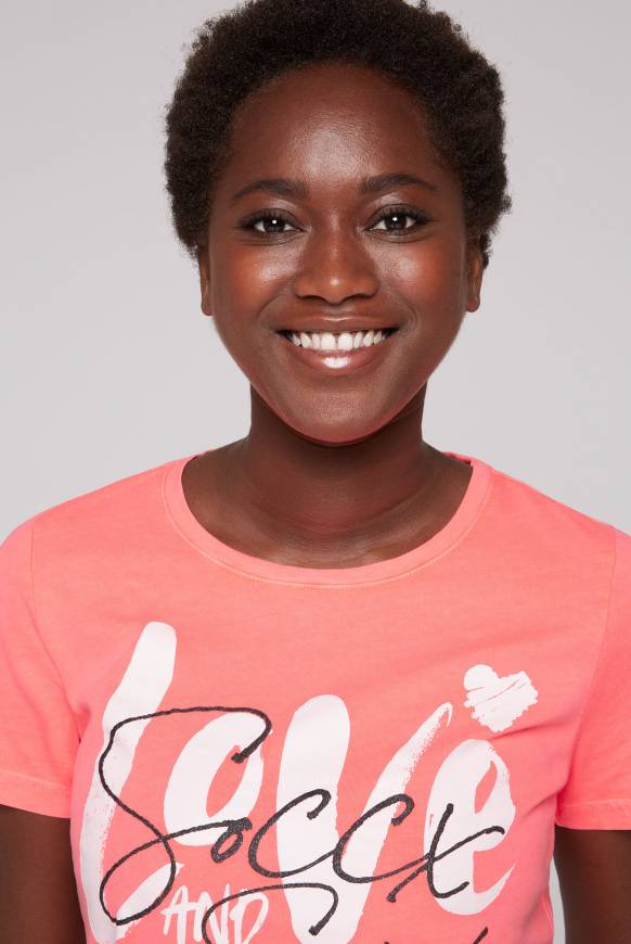 Soccx T-Shirt Mit Glitter-Puff-Print Neon Pink