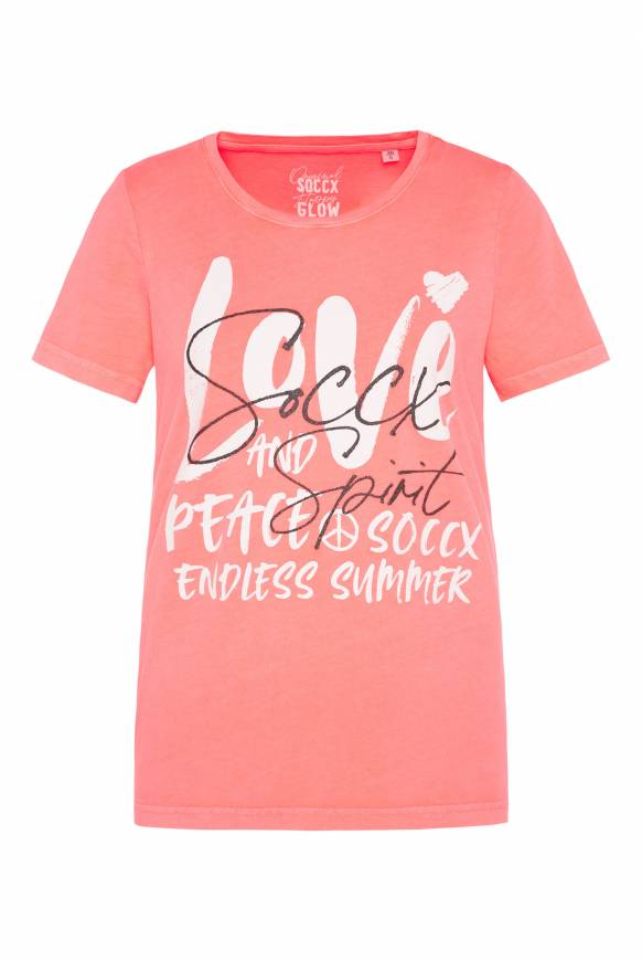 Soccx T-Shirt Mit Glitter-Puff-Print Neon Pink