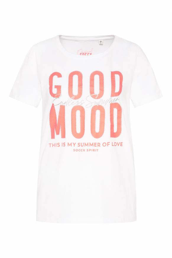 Soccx T-Shirt Mit Glitter-Puff-Print Opticwhite