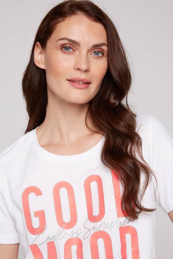 Soccx T-Shirt Mit Glitter-Puff-Print Opticwhite