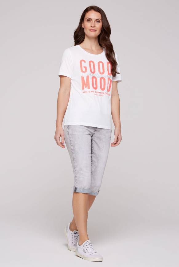 Soccx T-Shirt Mit Glitter-Puff-Print Opticwhite